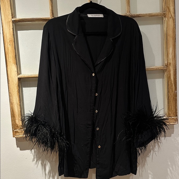 Sleeper Black Feather Cuff Shirt - Picture 4 of 6